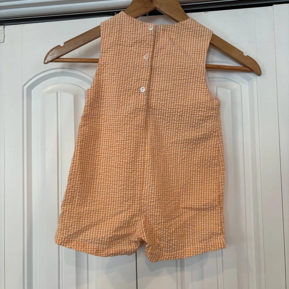 Simply Smock Red Truck Seersucker Romper‎ Size 18 Months
